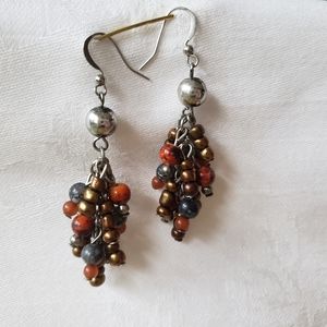 Metallic Beaded Dangle Earrings
